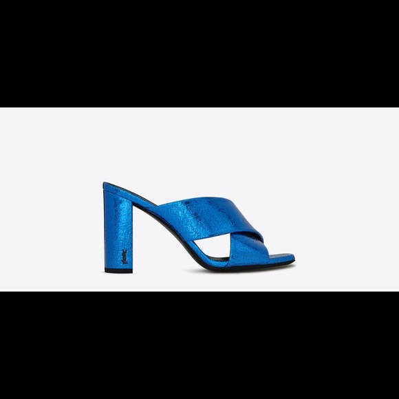 YAL LOULOU 95 SLIDE SANDAL METALLIC FOIL BLUE - Picture 11 of 11